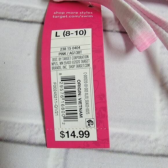 Xhilaration Junior's Ribbed Apron Front Bralette Bikini Pink Size L (8-10) - Picture 7 of 7